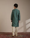 alt message - Manyavar Boys Boys Olive Green Buta Patterned Kurta Set image number 5